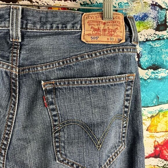 Levi's 505 Jean Mens 33x30  Regular Fit Straight Fit Denim Jeans 100% Cotton - Picture 6 of 7